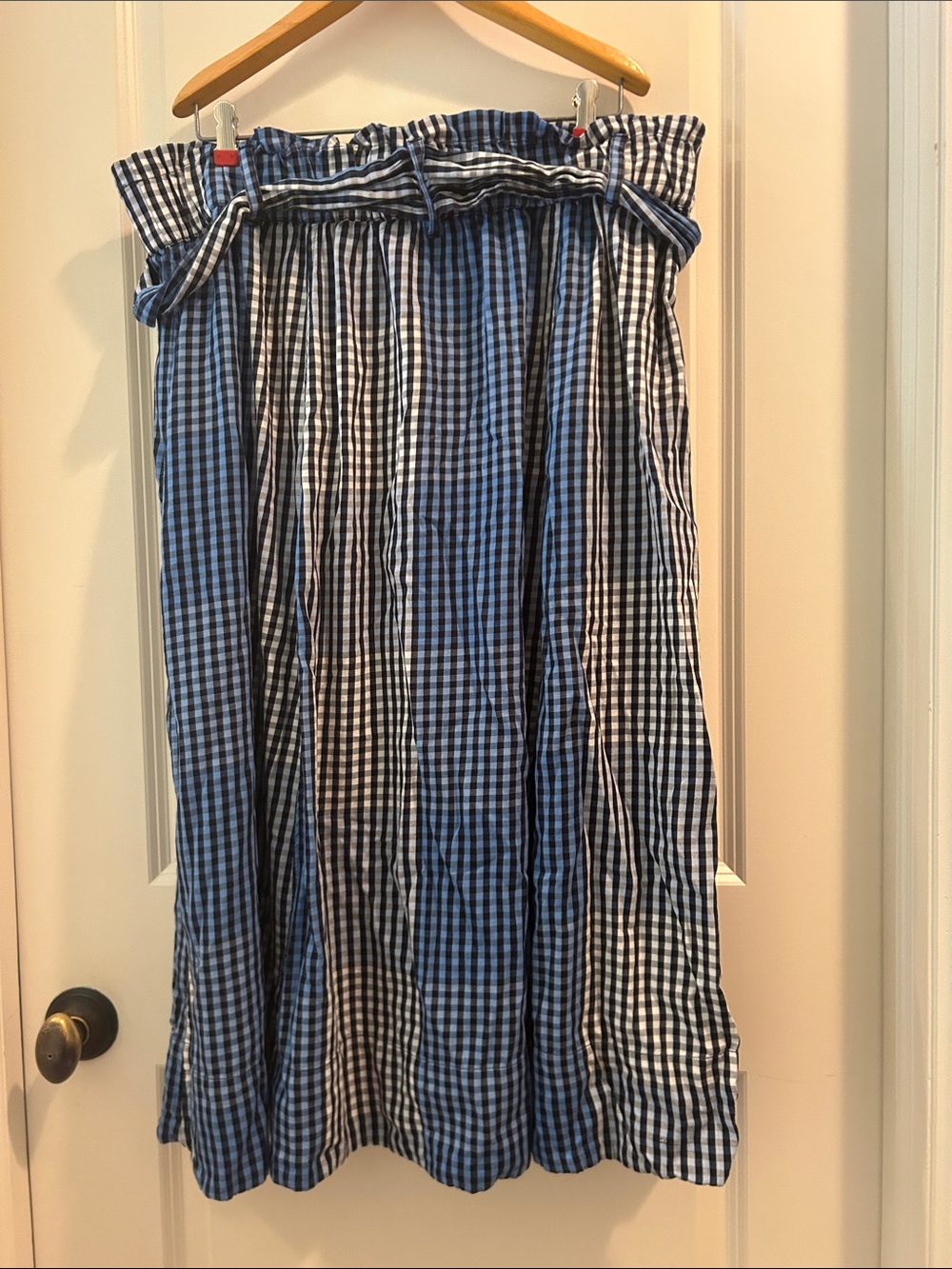 Free Assembly Gingham ButtonFront Paperbag Elastic Waist Tie Midi Skirt XL 16-18 - Picture 12 of 12